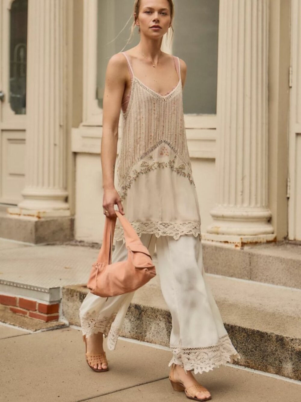 Free People Intimately Under Your Spell Mini Slip Dress Tea Large NWT $168